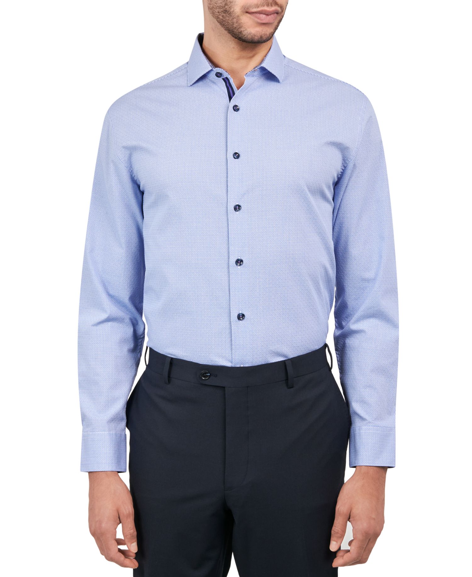 Men's Regular-Fit Gingham Dot Dress Shirt