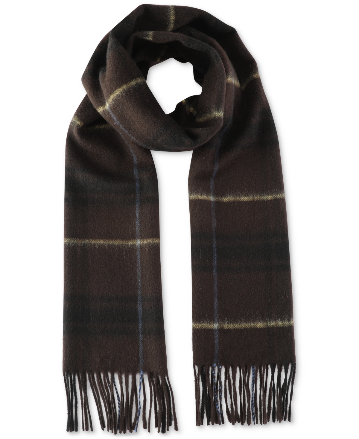 Shop Club Room Men's Plaid Cashmere Scarf, Created For Macy's In Brown,yellow