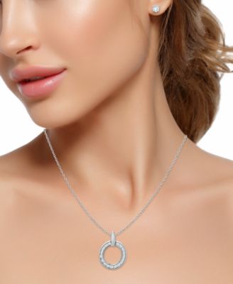 2-Pc. Set Cubic Zirconia Circle Pendant Necklace & Stud Earrings, Created for Macy's