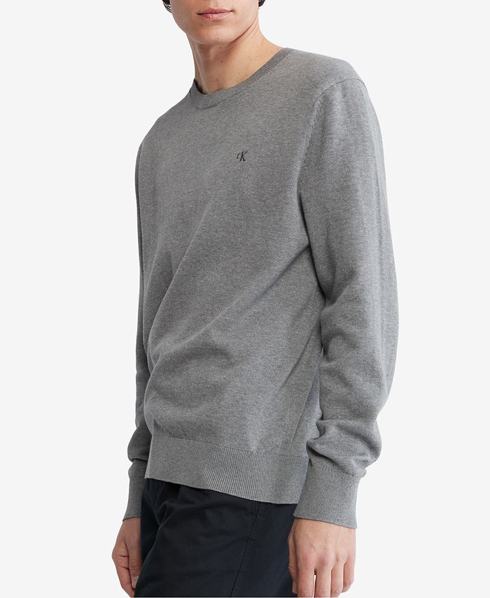 Calvin Klein Men's Smooth Cotton Monogram Logo Sweater - Macy's