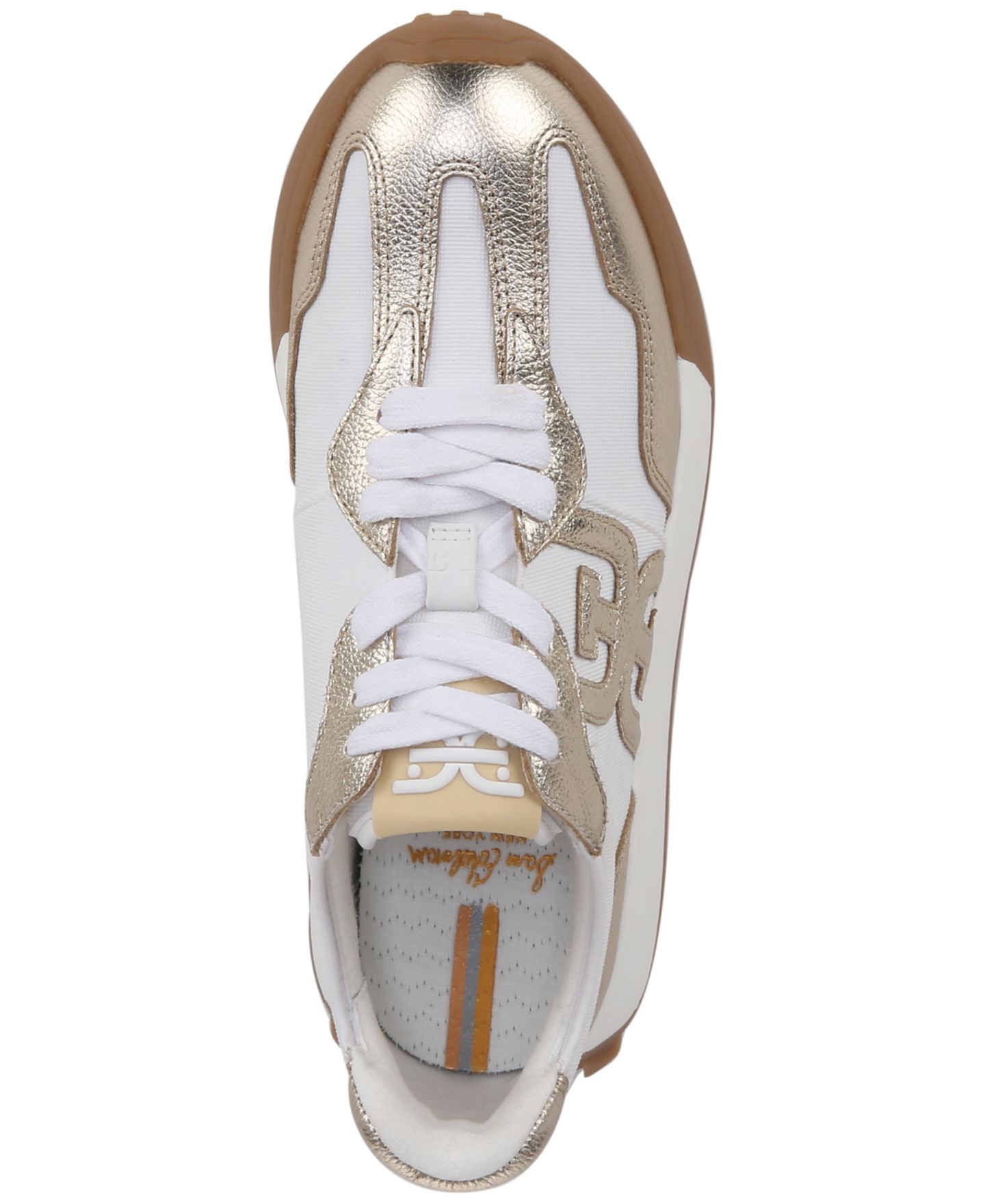 Женские кроссовки Sam Edelman Langley Emblem Lace-Up Trainer, цвет: Белый / Золотой — фото 4