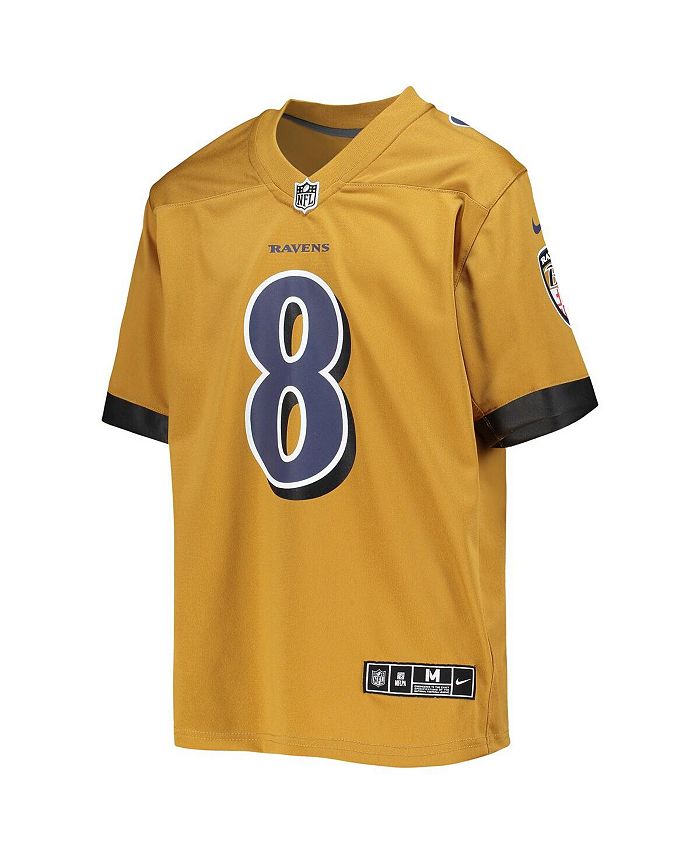 Nike Big Boys Lamar Jackson Gold Baltimore Ravens Inverted Team Game ...