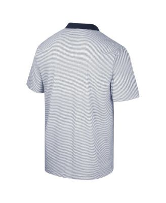 Men's White, Navy Auburn Tigers Print Stripe Polo Shirt