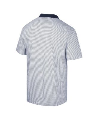 Men's White, Navy Illinois Fighting Illini  Print Stripe Polo Shirt