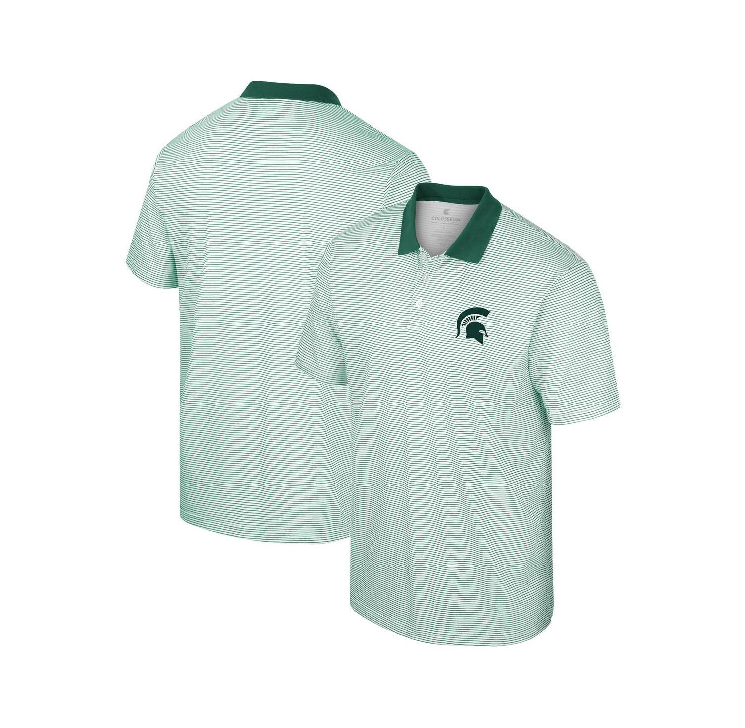 Men's White Michigan State Spartans Print Stripe Polo Shirt