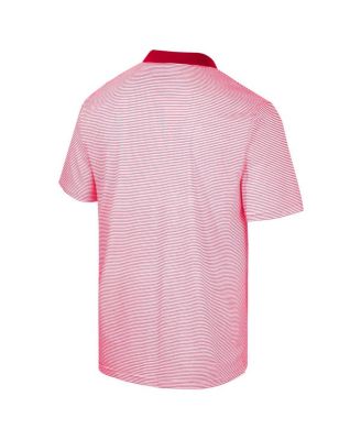 Men's White, Red Wisconsin Badgers Print Stripe Polo Shirt