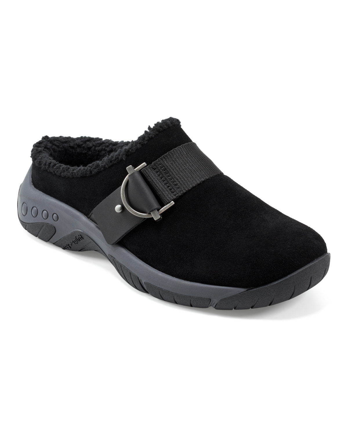 Easy Spirit Women's Wend Slip-on Closed Toe Casual Clogs In Black Suede
