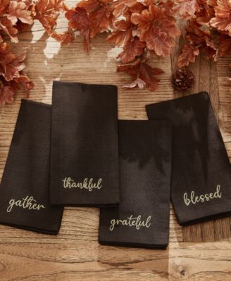 Harvest Sentiment Embroidered Napkins, Set of 4, 17" x 17"