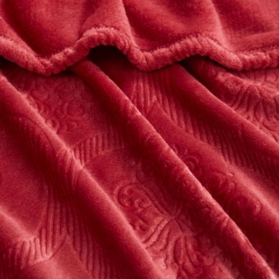 Ultra Soft Plush Ogee Damask Embossed Fleece Throw Blanket, 50" Wx 60" L