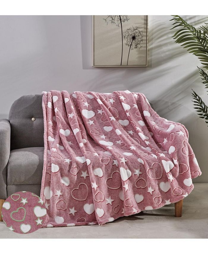 GoodGram Good Gram Glow In The Dark Pink Hearts & Stars Ultra Plush