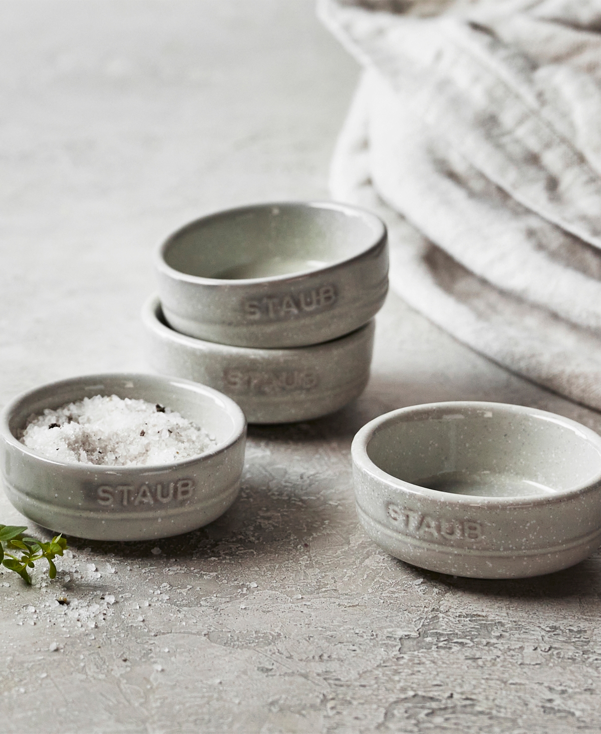 Staub 4 Piece Condiment Dishes Set In White