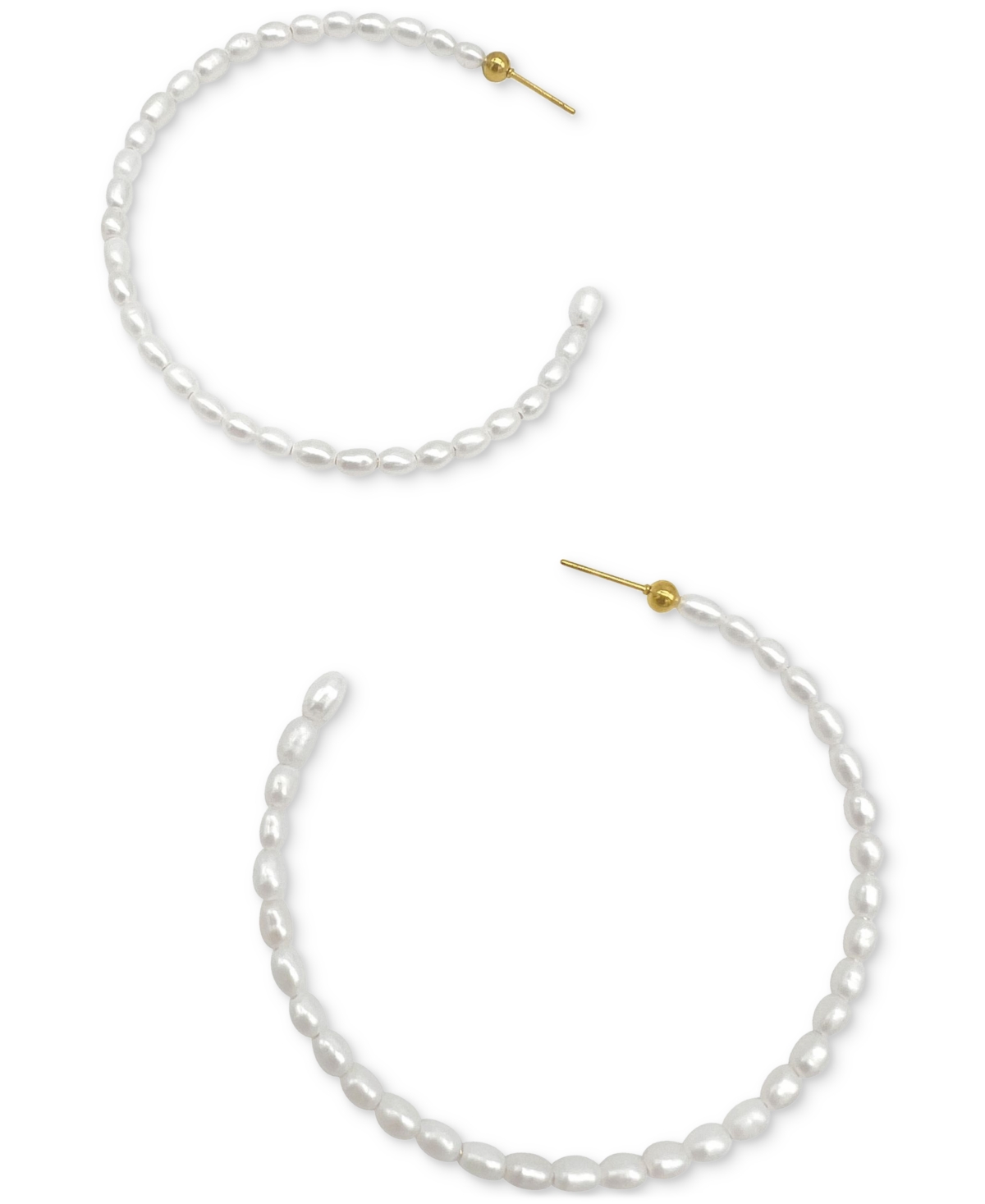 Seed Imitation Pearl Hoop Earrings - White