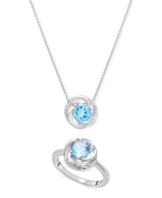 2-Pc. Set Pink Amethyst (1-1/2 ct. t.w.) & Diamond Accent Spiral Pendant Necklace & Matching Ring in 14k Rose Gold-Plated Sterling Silver (Also in Blue Topaz & Citrine)
