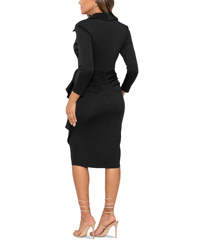 XSCAPE Women's Ruffled Ruched Midi Dress - Macy's