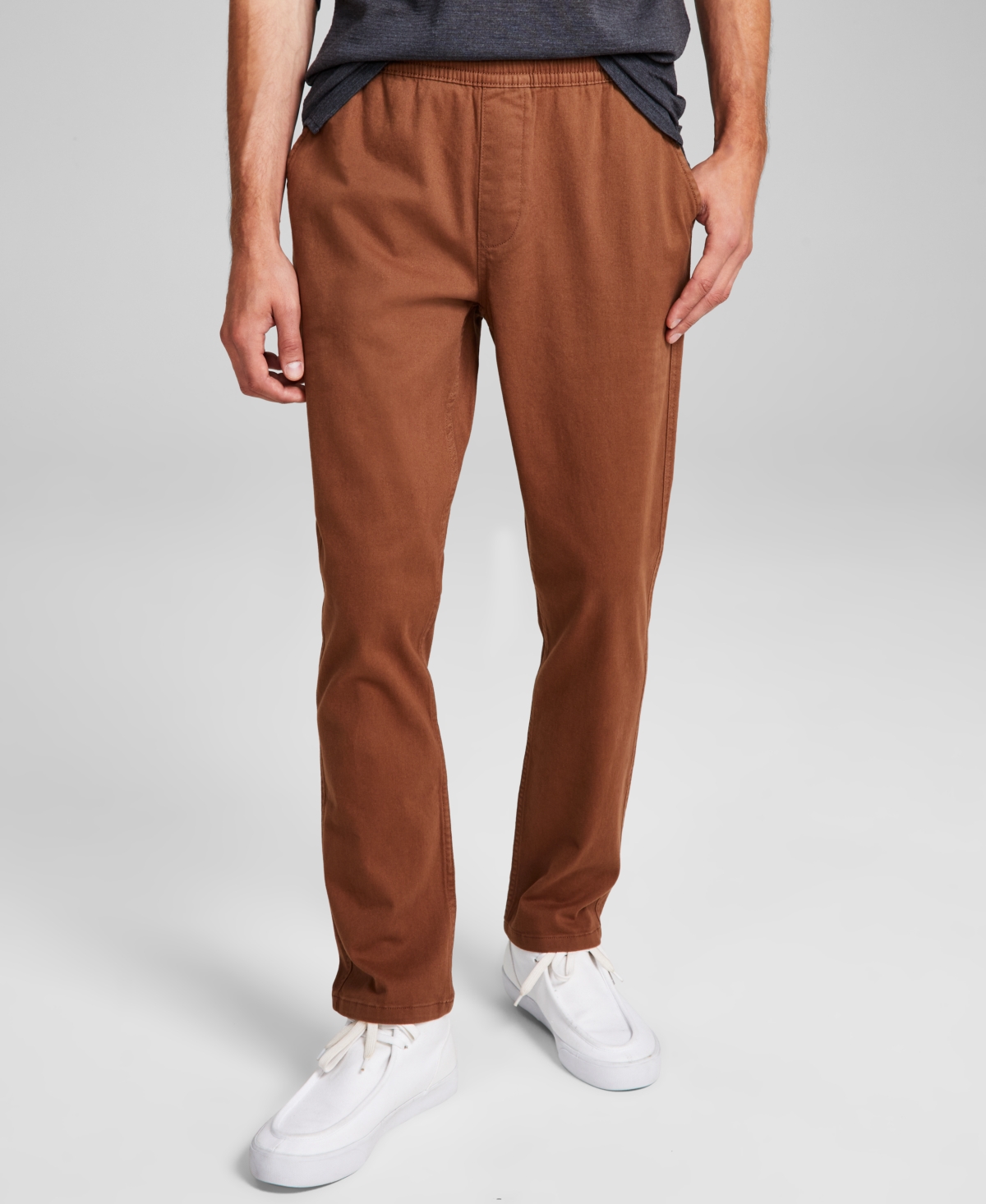 Men's Regular-Fit Twill Chino Joggers, Created for Macy's - Coffee