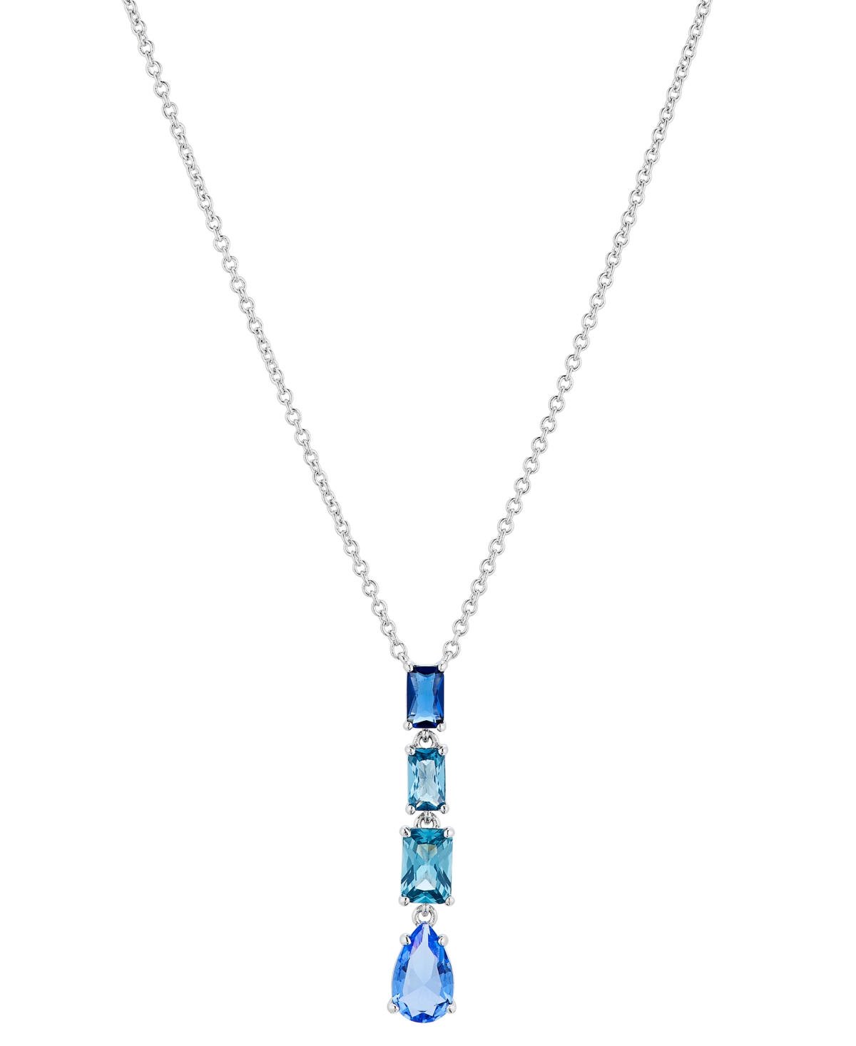 Eliot Danori Silver-tone Mixed Stone Lariat Necklace, 16" + 2" Extender, Created For Macy's In Blue