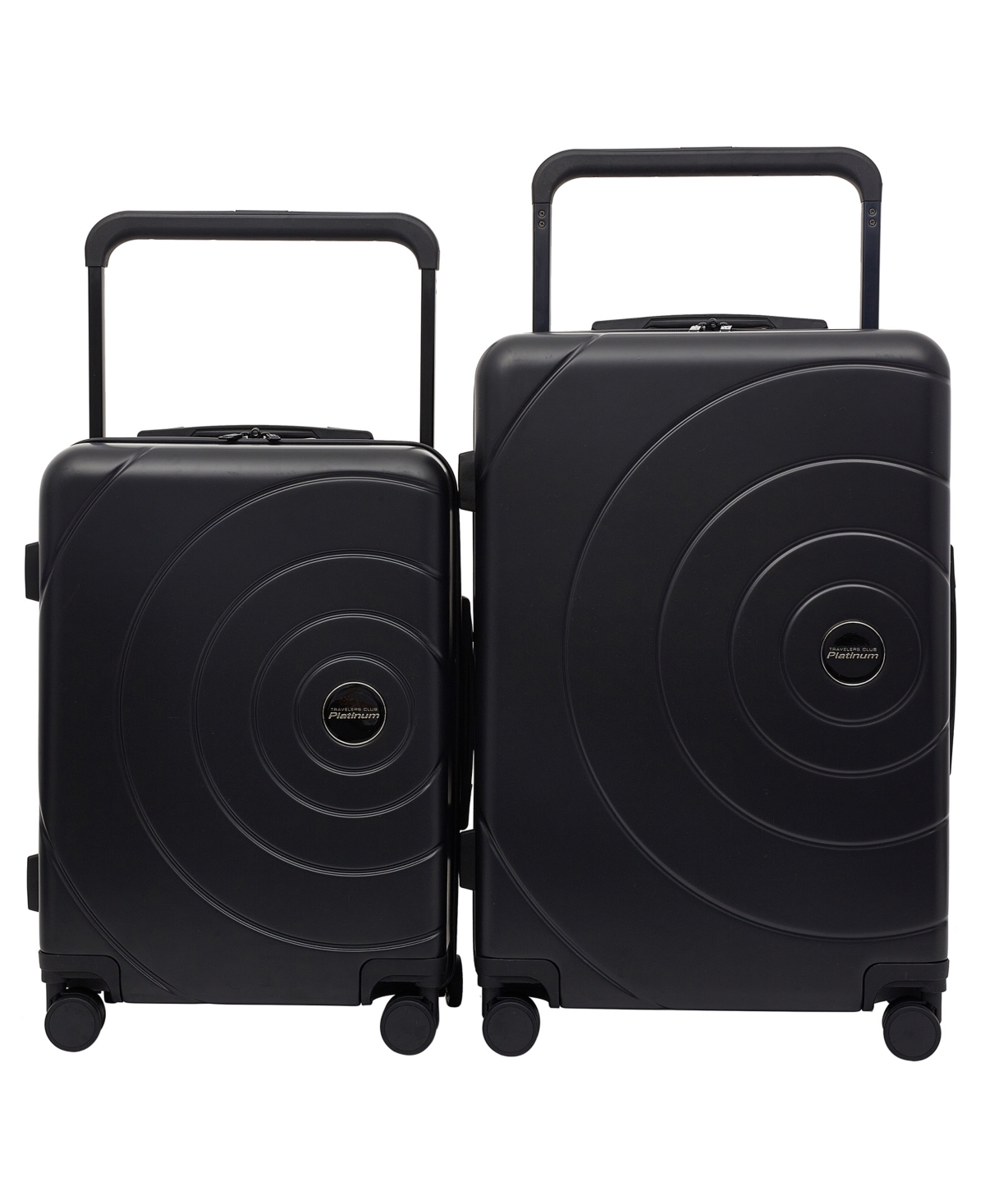 Travelers Club Odyssey Collection 2 Piece Rolling Hard Case Collection With X-tra Wide Telescopic Handle Set In Black