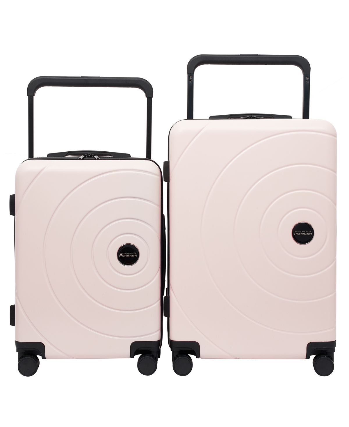 Travelers Club Odyssey Collection 2 Piece Rolling Hard Case Collection With X-tra Wide Telescopic Handle Set In Blush