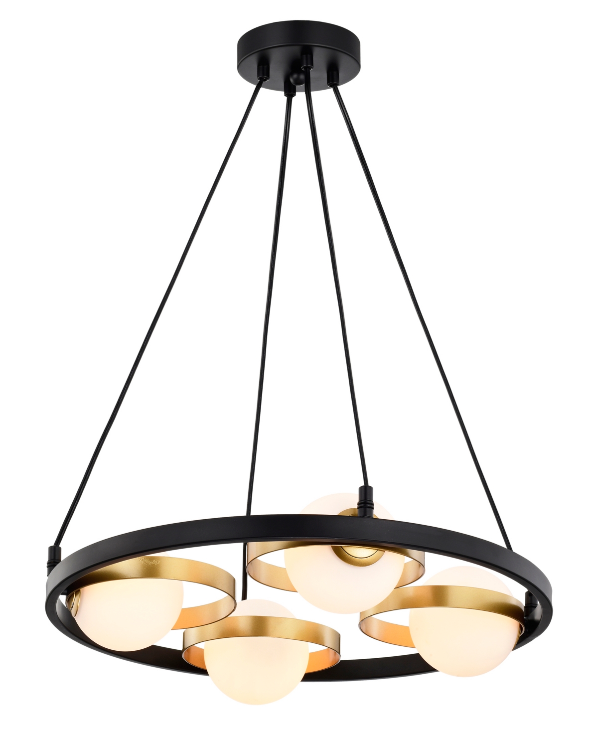 Home Accessories Pomponia 18" 4-light Indoor Chandelier With Light Kit In Matte Black And Satin Gold