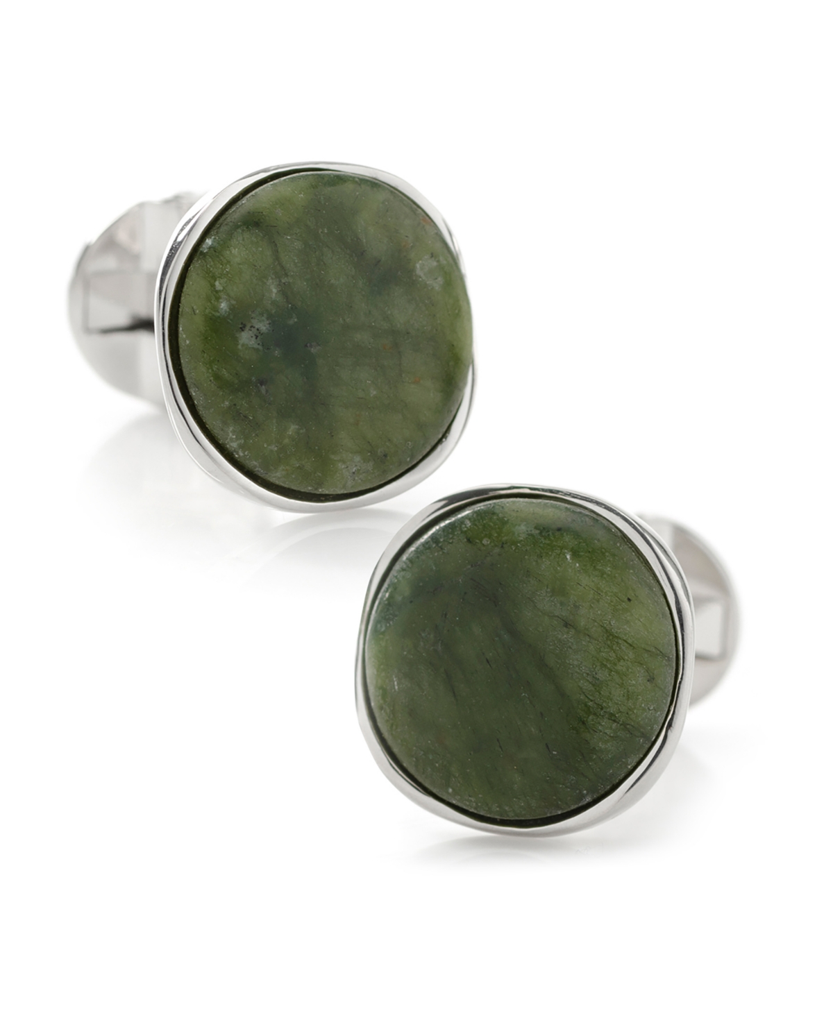 Men's Seraphinite Stone Sterling Silver Cufflinks - Green