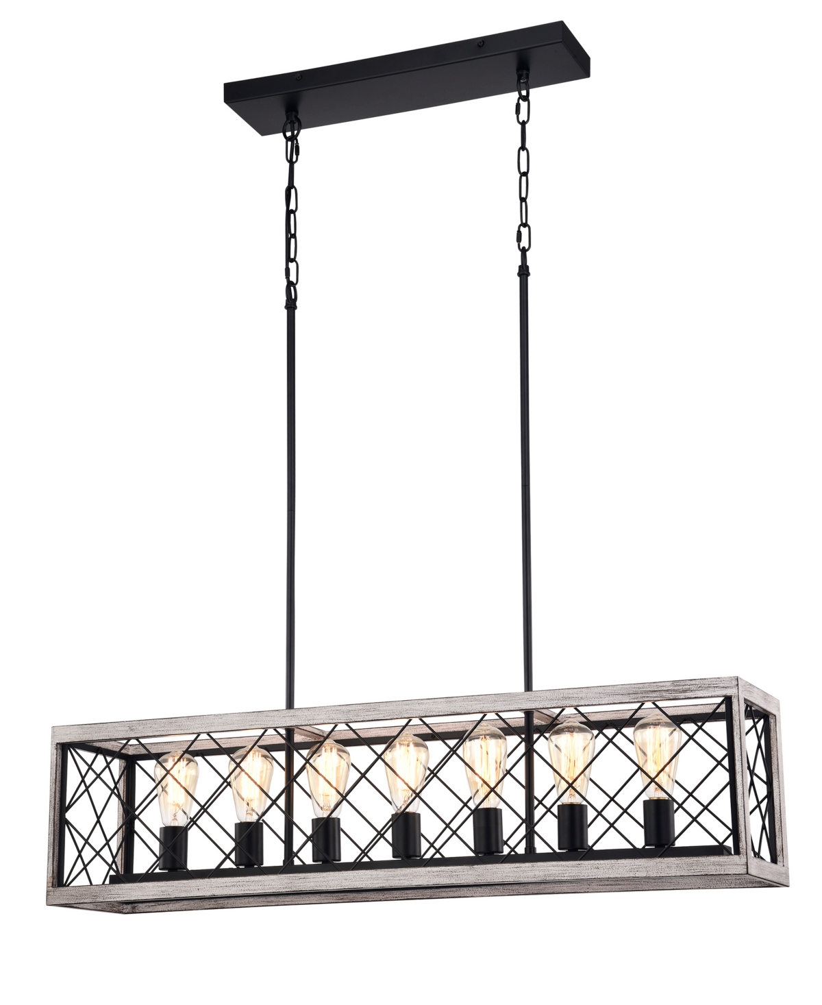 Home Accessories Twinkle 40" 7-light Indoor Chandelier With Light Kit In Matte Black And Faux Wood Grain