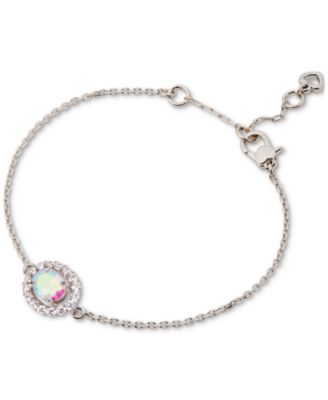 kate spade new york - Silver-Tone Cubic Zirconia Oval Halo Link Bracelet
