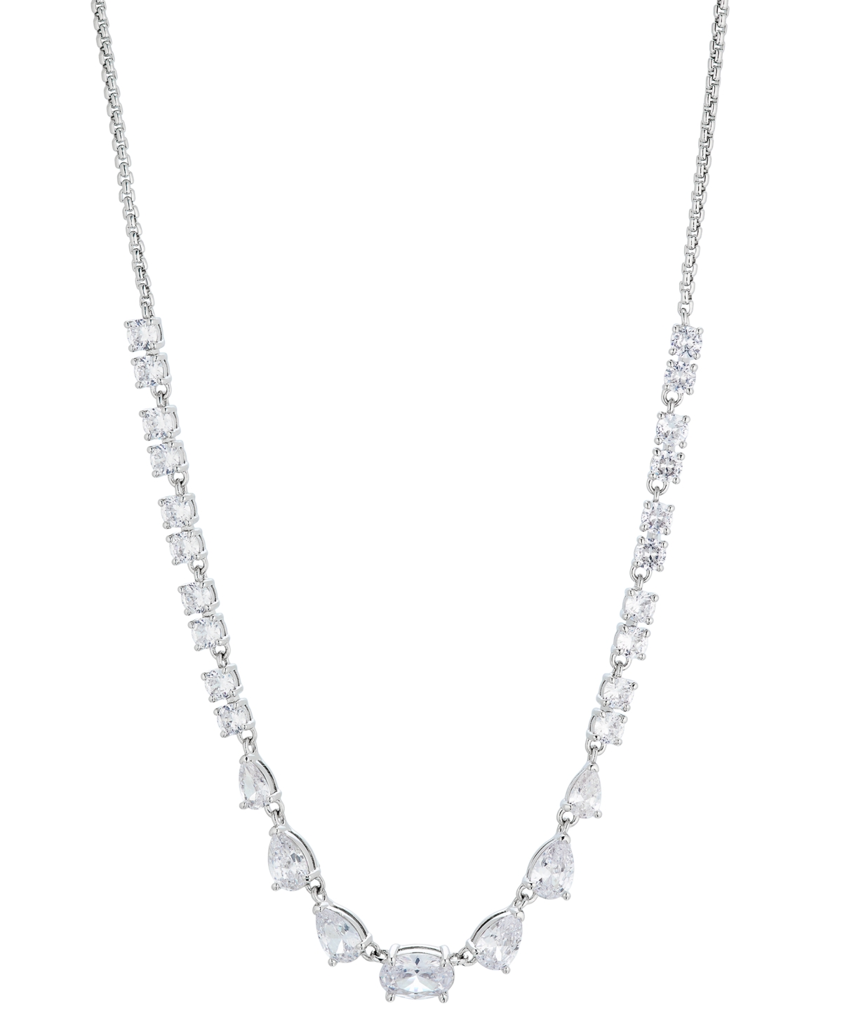 Silver-Tone Mixed Crystal 15" Adjustable Statement Necklace, Created for Macy's - Silver