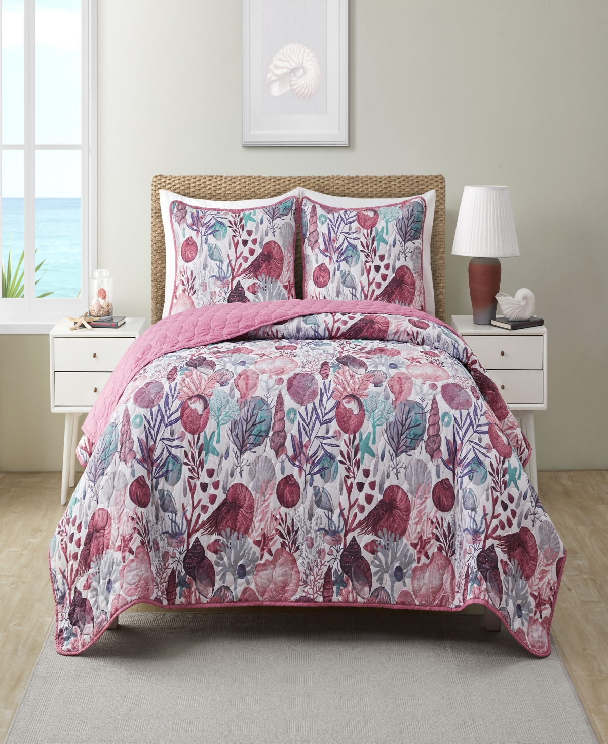 Shop Vcny Home Ivory Coast Disperse Print Reversible 3 Piece Quilt Set, Full/queen In Multi