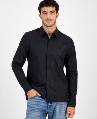 guess black dress shirt Guess, Woman, Slim-Fit Satin Shirt, Black, Size XS