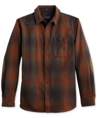 Pendleton - Men's Trail Plaid Button-Down Wool Shirt with Faux-Suede Elbow Patches