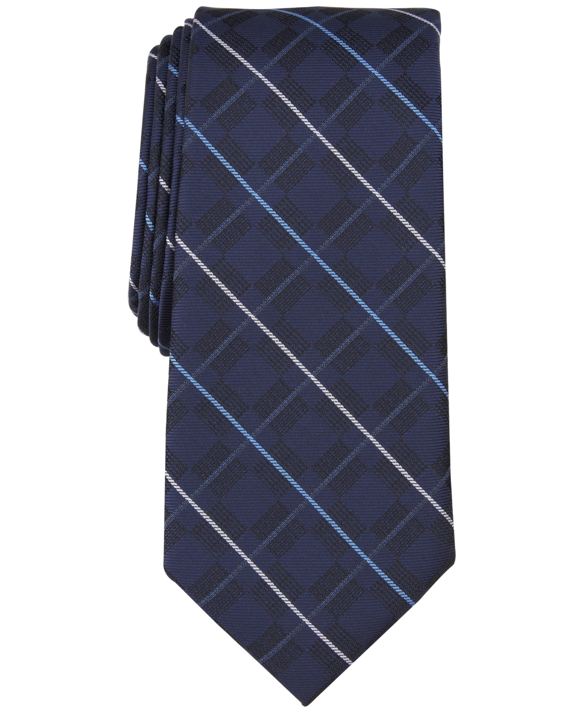 Alfani Men's Canfield Grid Tie, Created For Macy's In Navy