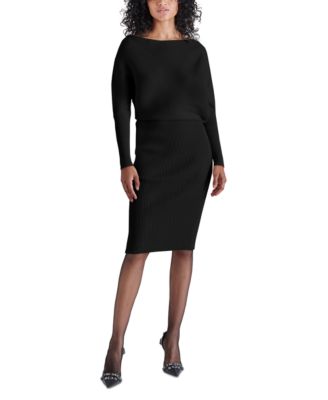 Steve Madden - Women's Lori Drape-Top Long-Sleeve Sweater Dress