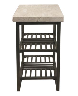 Capri 16" Stone and Metal Base Chairside Table
