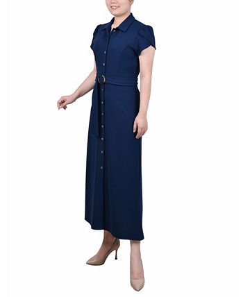 NY Collection Petite Midi Petal Sleeve Dress - Macy's