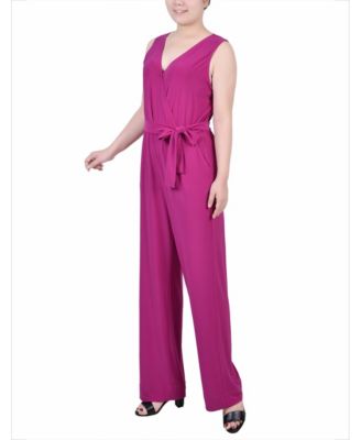 Petite Sleeveless Belted Jumpsuit