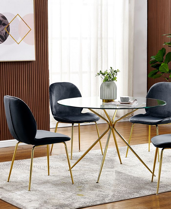 Best Master Furniture 34" Velvet MidCentury Upholstered Dining Side