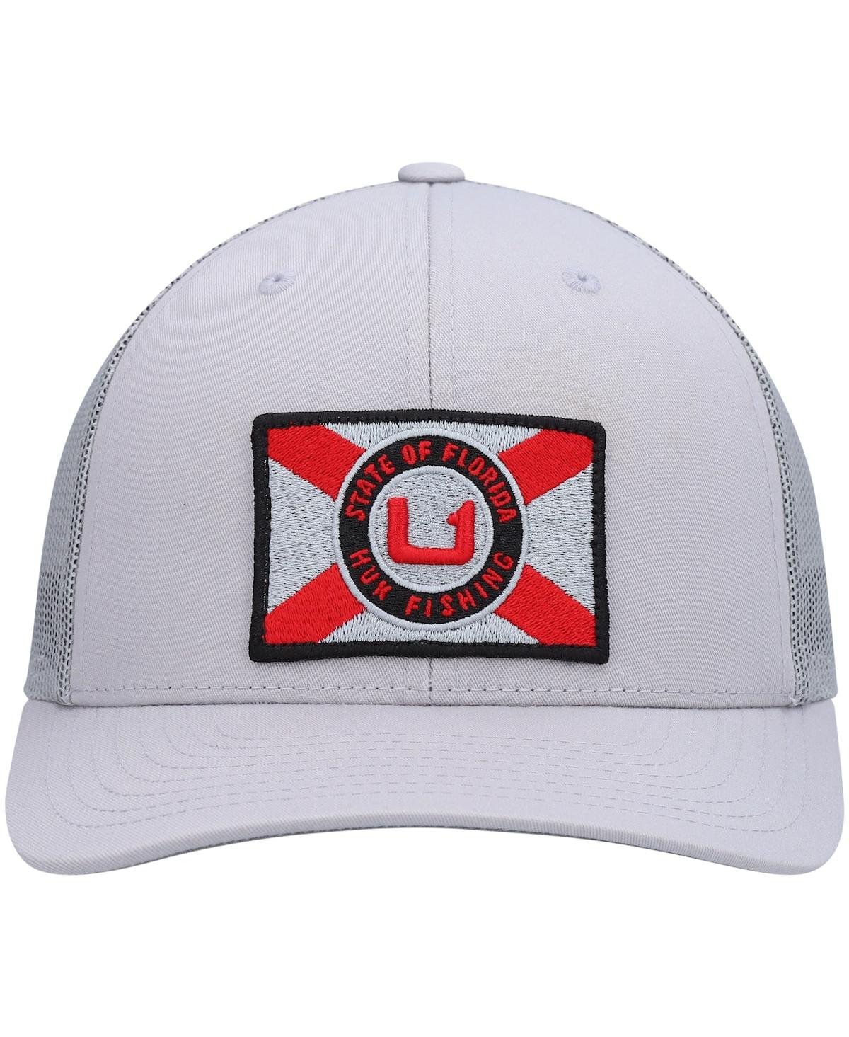 Shop Huk Men's  Gray State Of Florida Trucker Snapback Hat