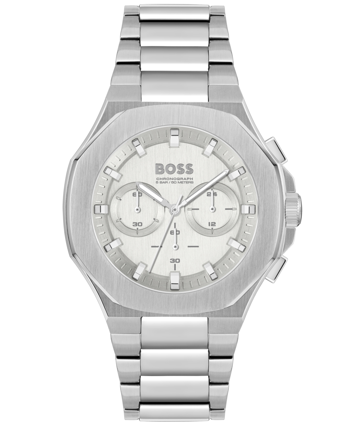 Shop Hugo Boss Boss Men's Taper Quartz Fashion Chronograph Stainless Steel Watch 45mm In Silver