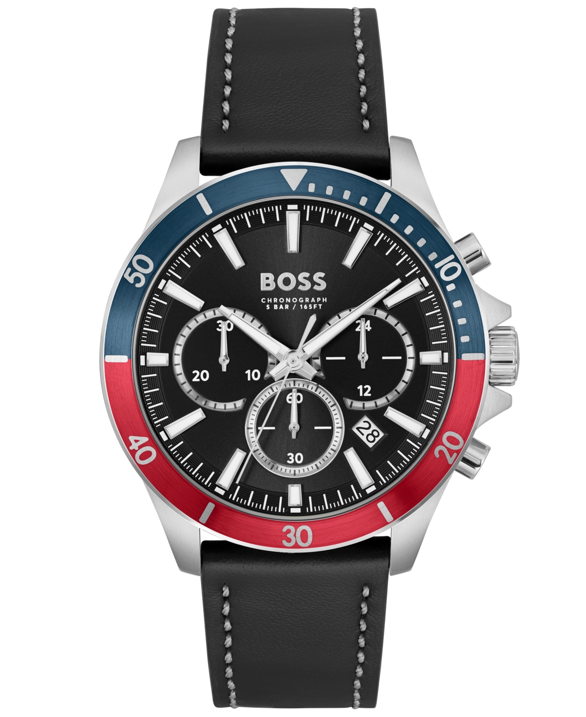 Shop Hugo Boss Boss Men's Troper Quartz Fashion Chronograph Black Leather Watch 45mm