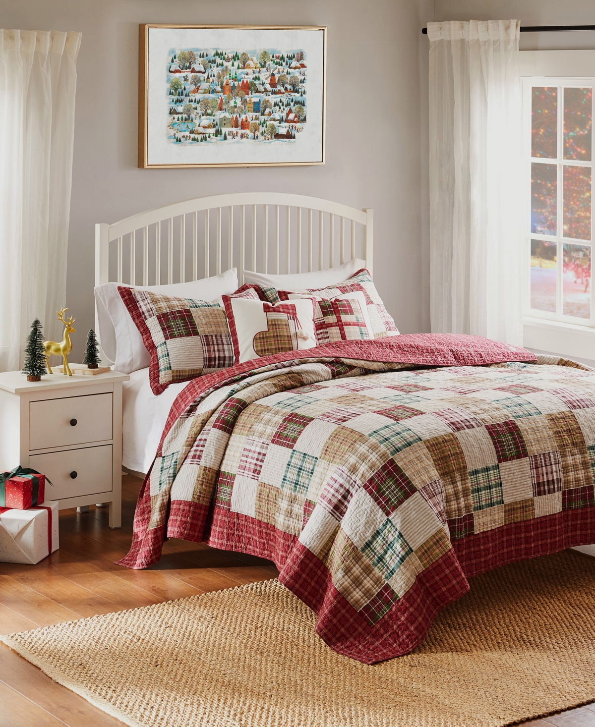 Shop Greenland Home Fashions Oxford 100% Cotton Reversible 3 Piece Quilt Set, King In Red
