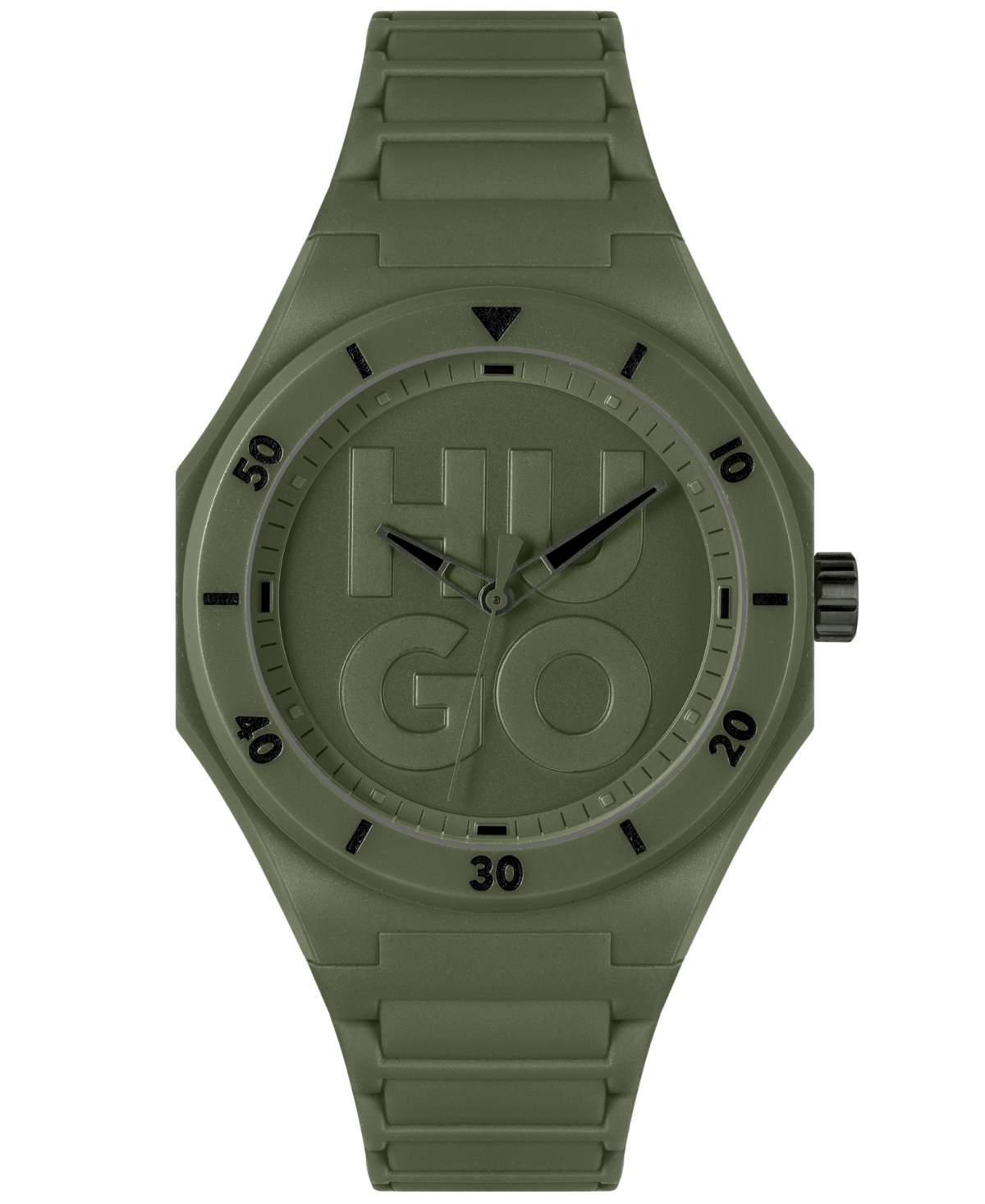 Hugo Green Watch With Tonal Silicone Strap Men's Watches In Assorted-pre-pack