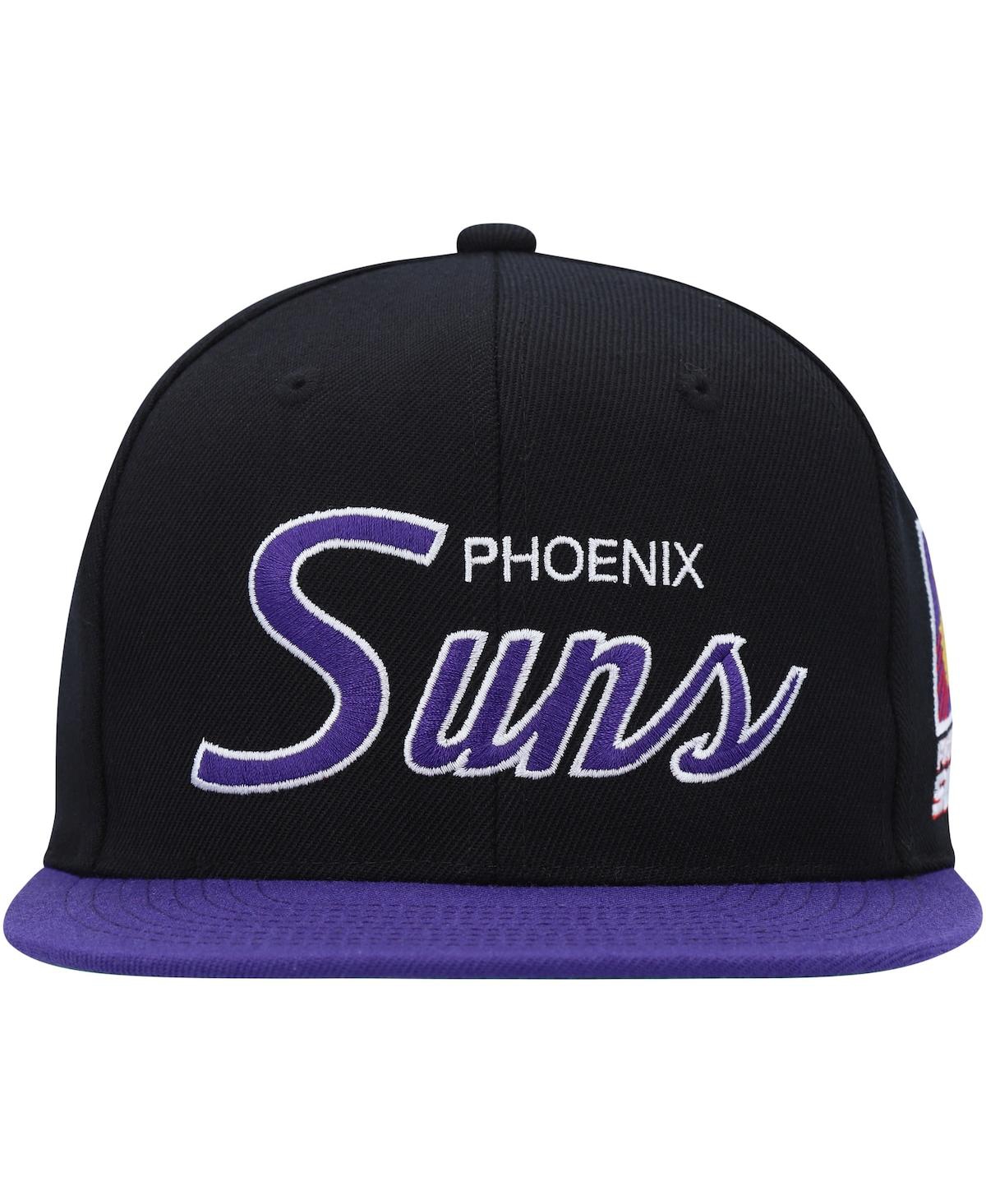 Mitchell & Ness Men's  Black Phoenix Suns Hardwood Classics Mvp Team Script 2.0 Snapback Hat In Black