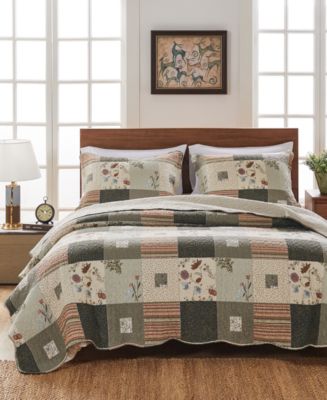 Greenland Home Fashions Sedona 100% Cotton Reversible 3 Piece Quilt Set, Full/Queen - Macy's