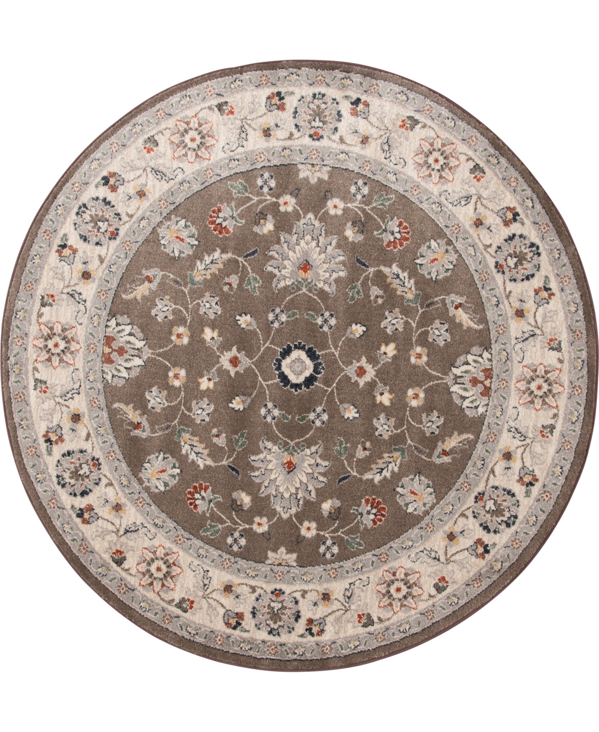 Km Home Closeout!  Poise Pse-7203 5'3" X 5'3" Round Area Rug In Coffee