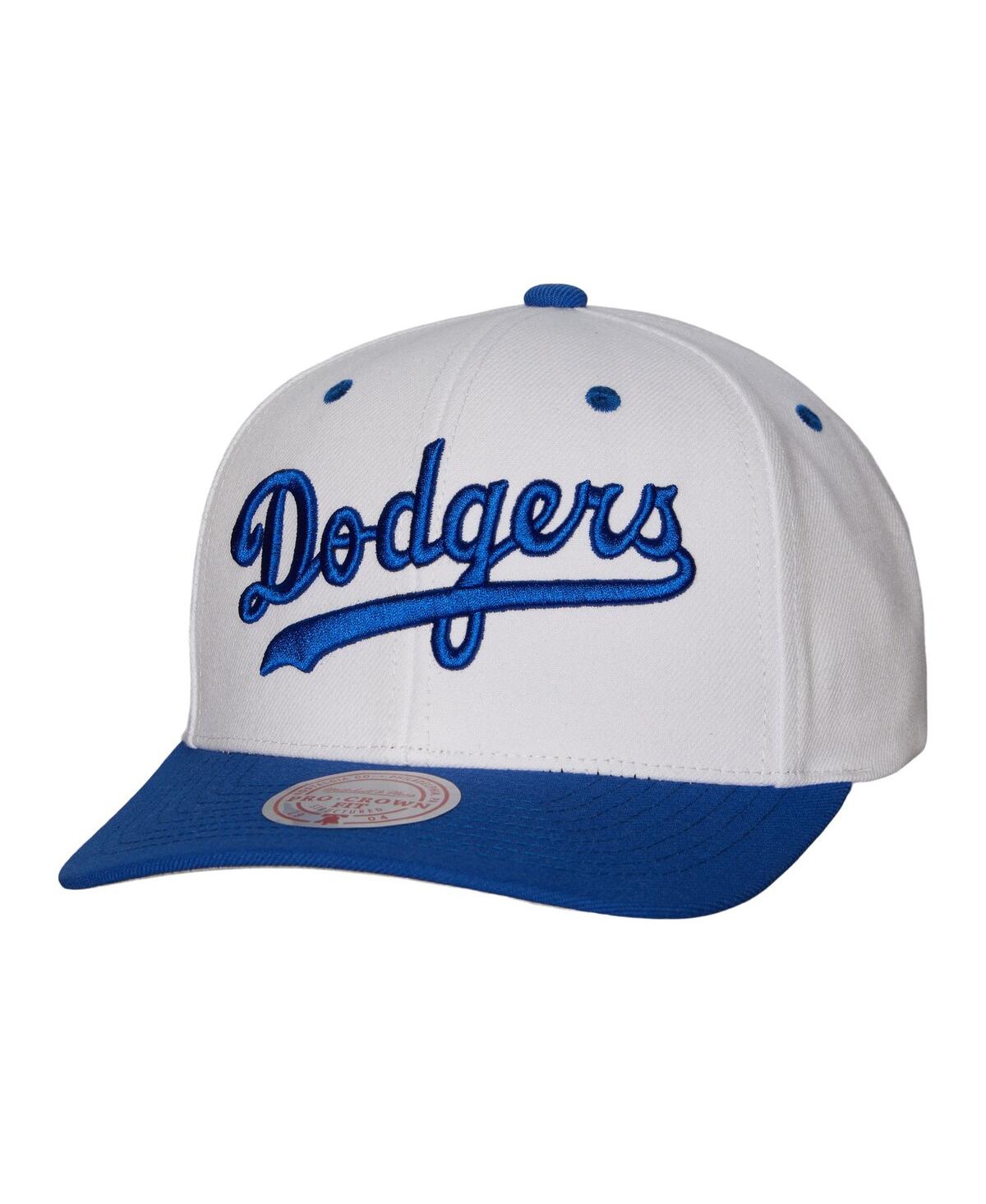 Mitchell & Ness Men's  White Los Angeles Dodgers Cooperstown Collection Pro Crown Snapback Hat In White/blue