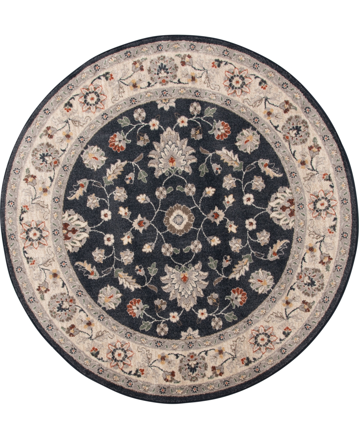 Km Home Poise Pse-7203 5'3" X 5'3" Round Area Rug In Blue