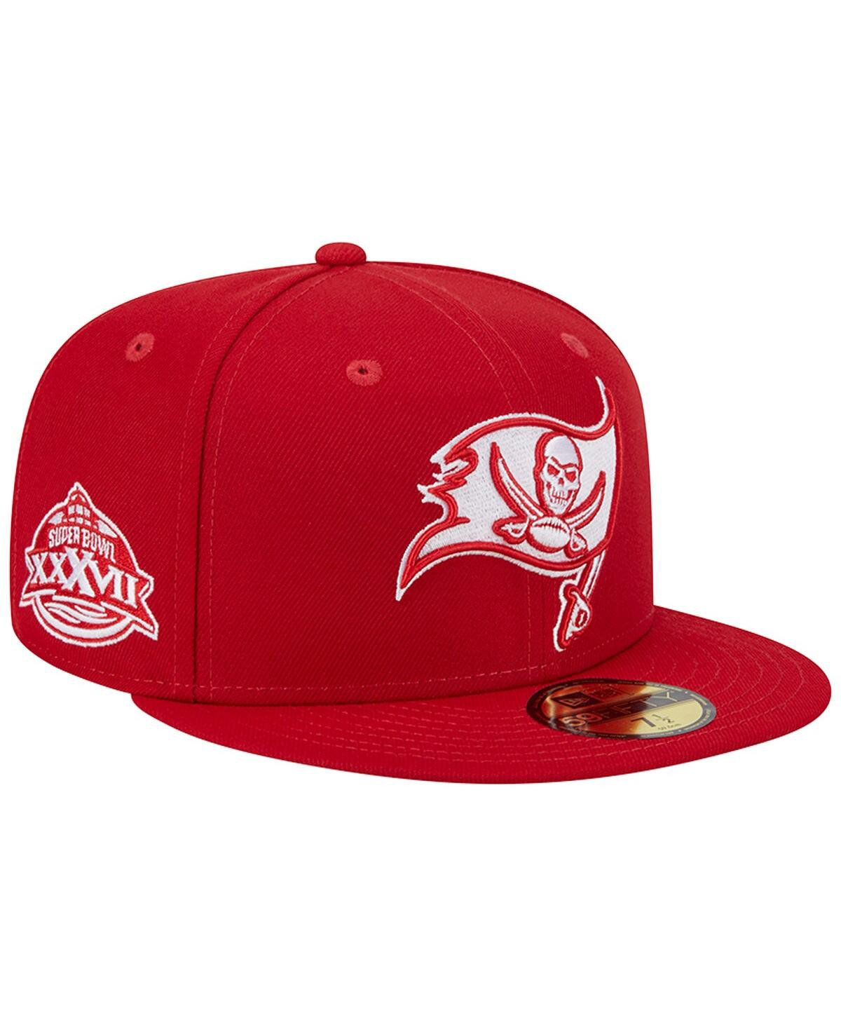 Shop New Era Men's  Scarlet Tampa Bay Buccaneers Super Bowl Xxxvii Main Patch 59fifty Fitted Hat