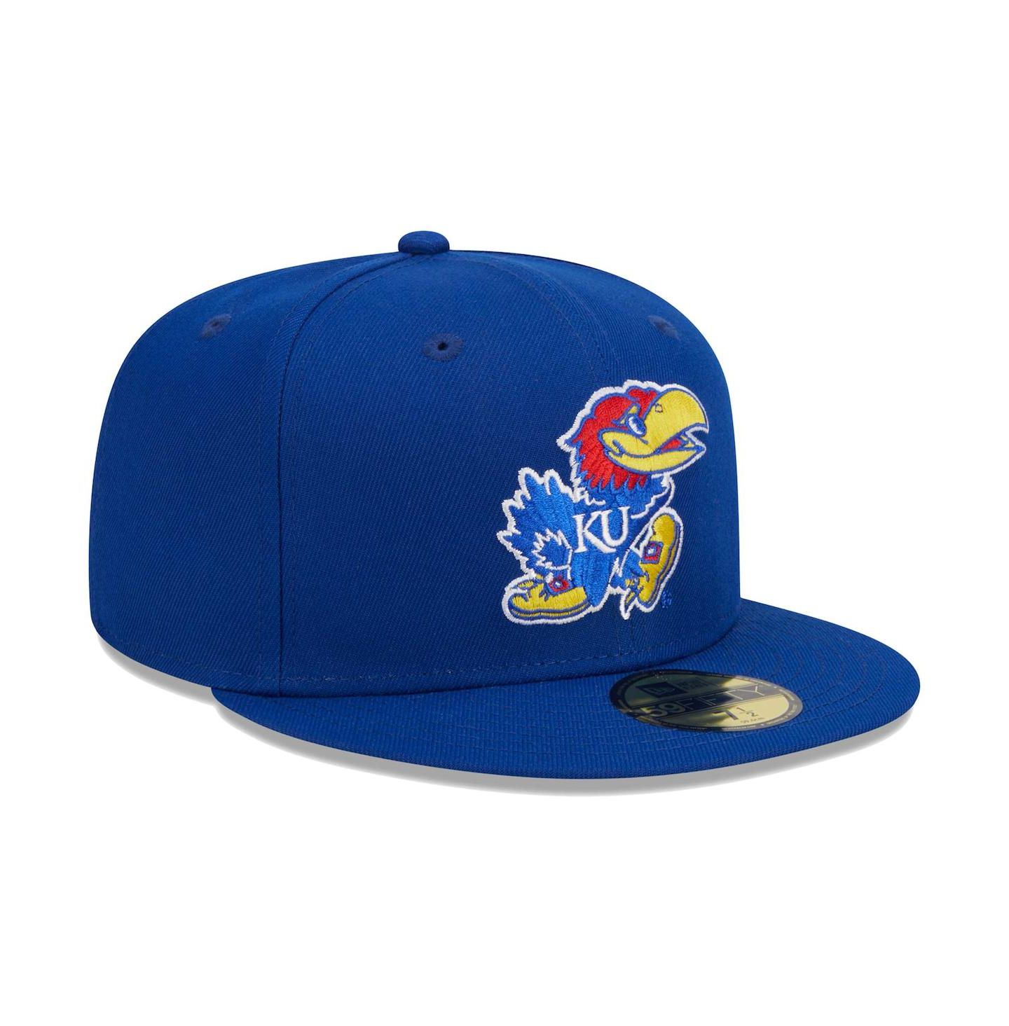Мужская кепка New Era Royal Kansas Jayhawks Evergreen 59FIFTY Fitted Hat — фото 4