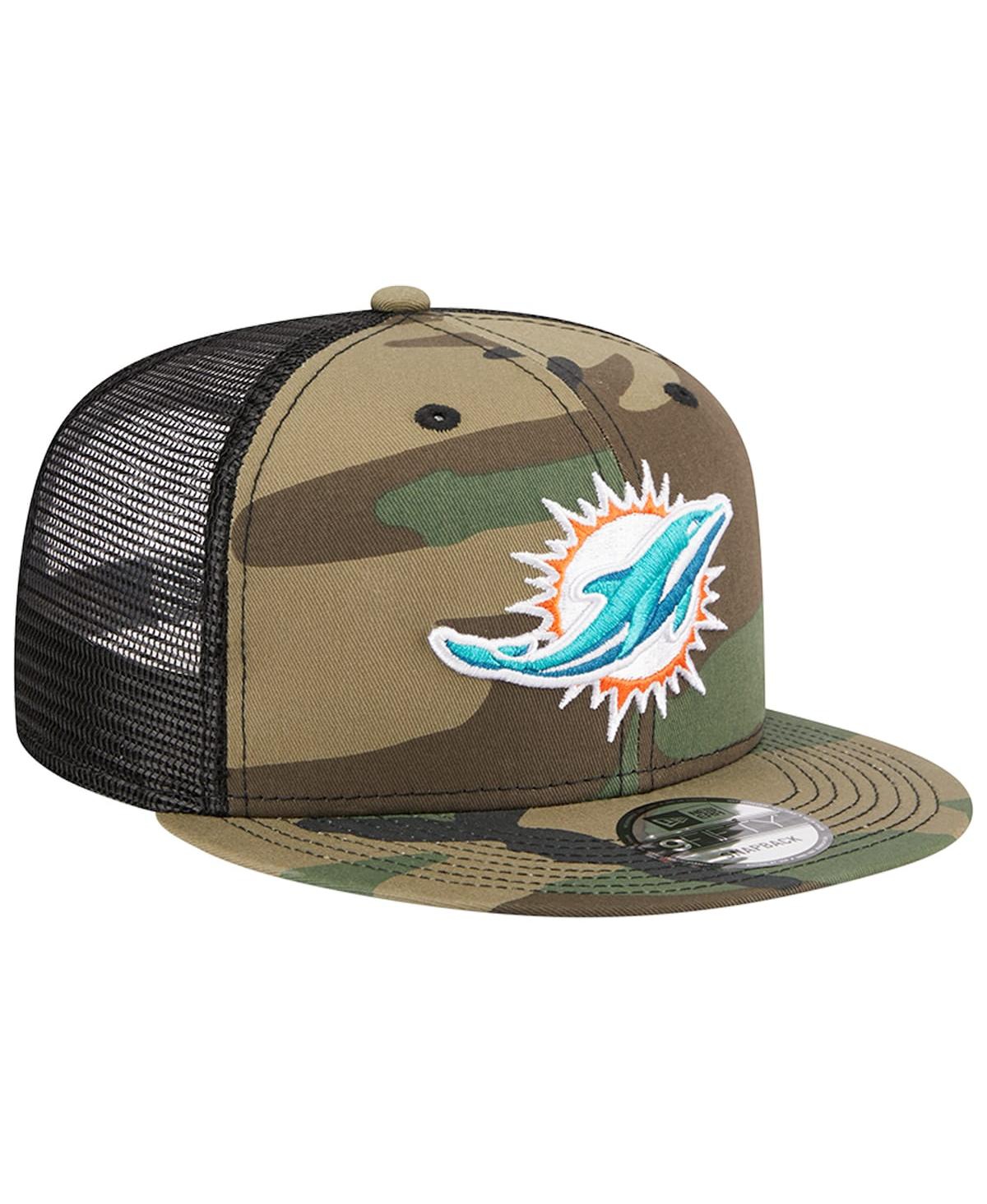 NEW ERA MEN'S NEW ERA CAMO MIAMI DOLPHINS MAIN TRUCKER 9FIFTY SNAPBACK HAT 