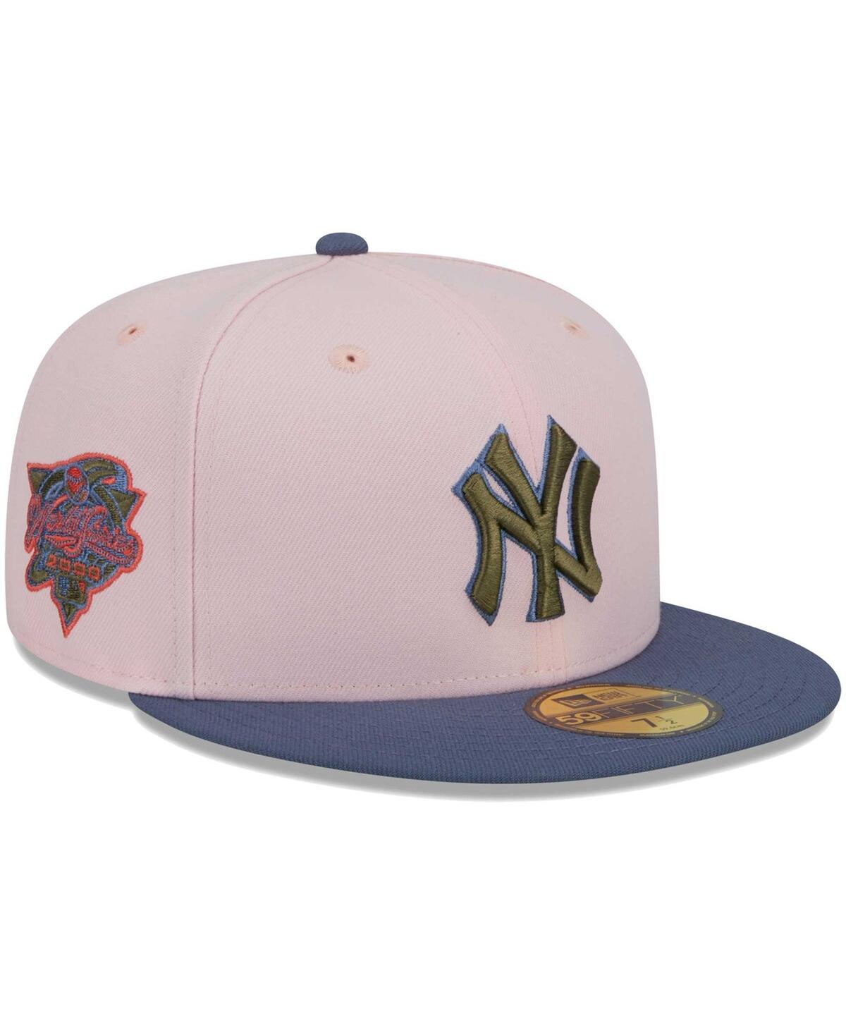 Shop New Era Men's  Pink, Blue New York Yankees Olive Undervisor 59fifty Fitted Hat In Pink,blue